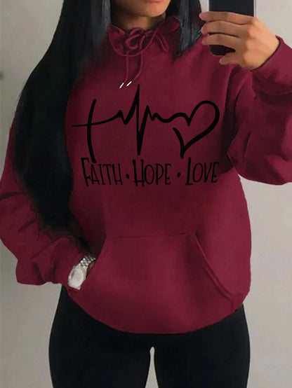 Faith Hope Love Letter Graphic Fleece Pullover