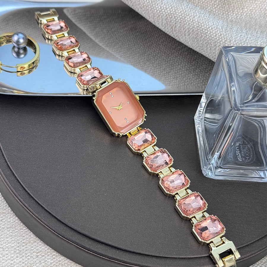 Rhinestone chain rectangular color case rhinesto watch