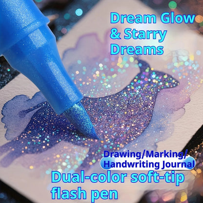 24 Colors Colorful Double Ended Glitter Pens with Fast-Drying Glue