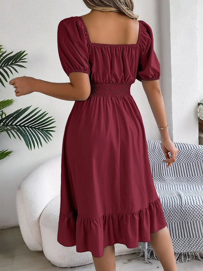 Puff Sleeve Square Neck Dress