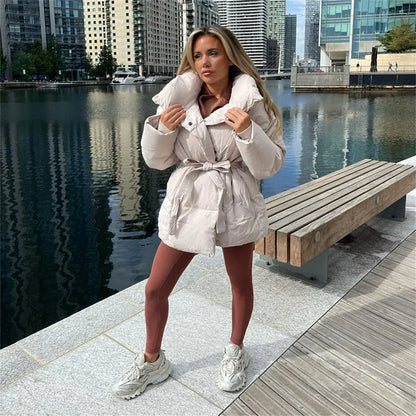 Solid Thick Stand Collar Short Coats