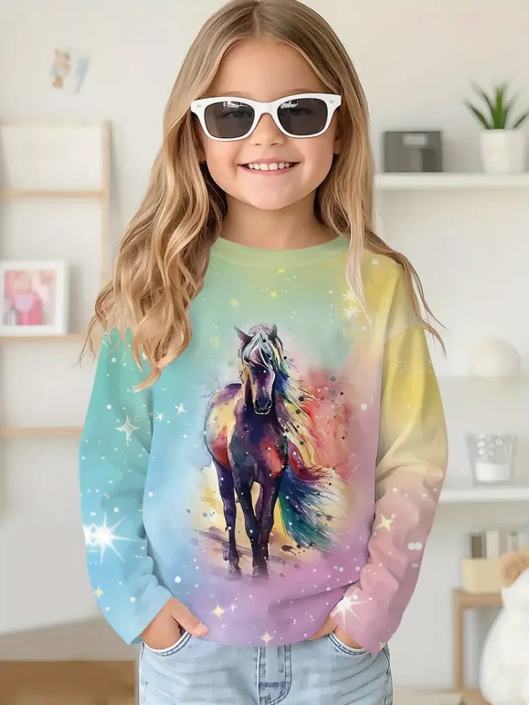 Cartoon Animal Capybala O-Neck Tops Long Sleeve Hoodies