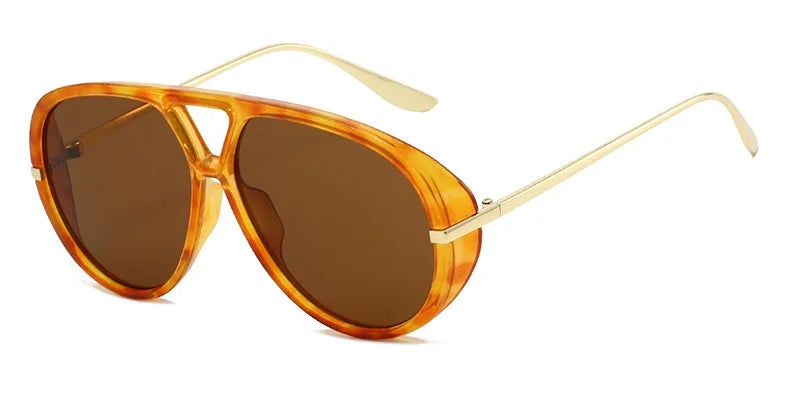 Oversized Punk Metal Double Bridge Sunglasses