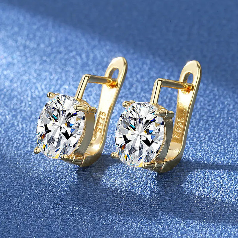925 Silver Needle Princess Crystal Square Zircon Drop Earrings