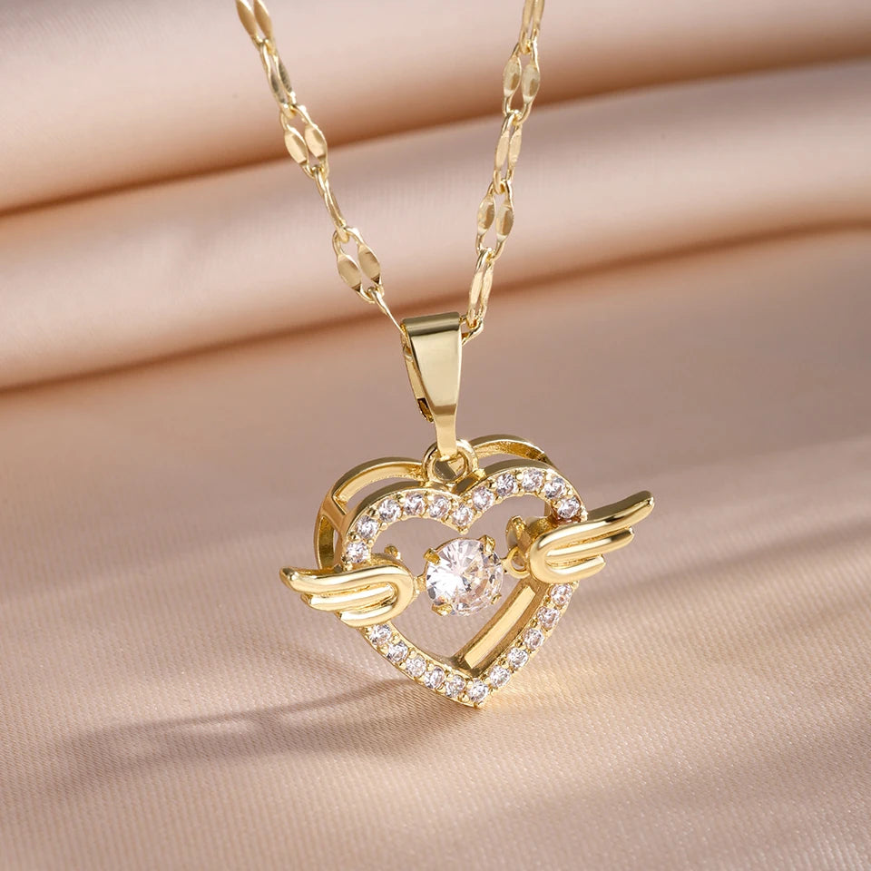 Heart Stainless Steel Zirconia Necklaces