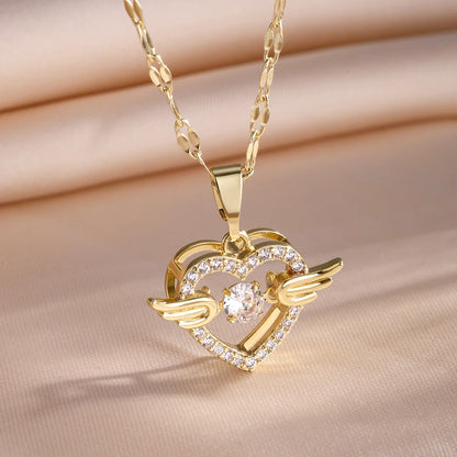 Heart Stainless Steel Zirconia Necklaces