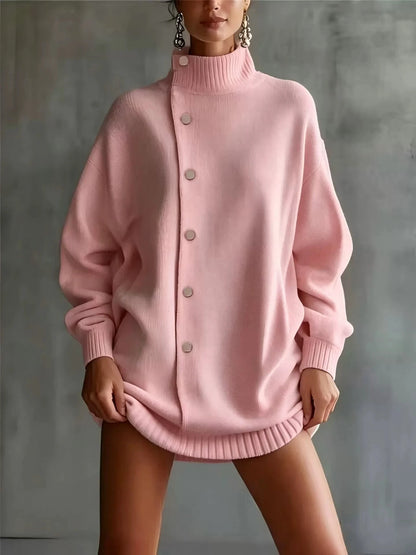 Autumn Winter Turtleneck Knit Cardigan Loose Sweater