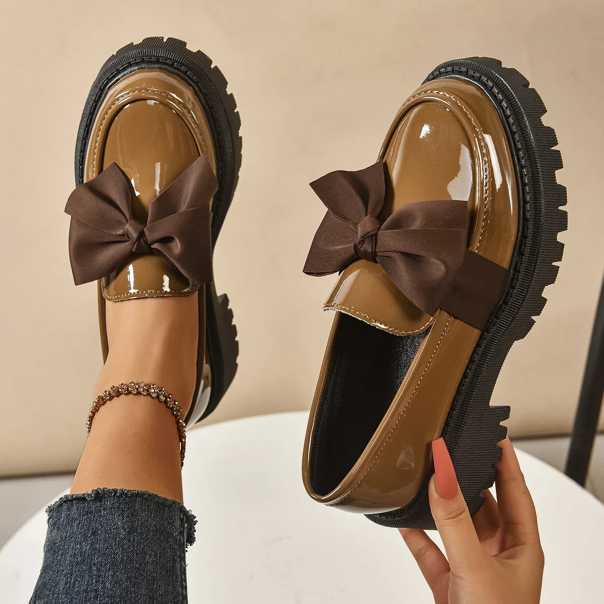 Plus Size Loafers British Style Platform Shoes