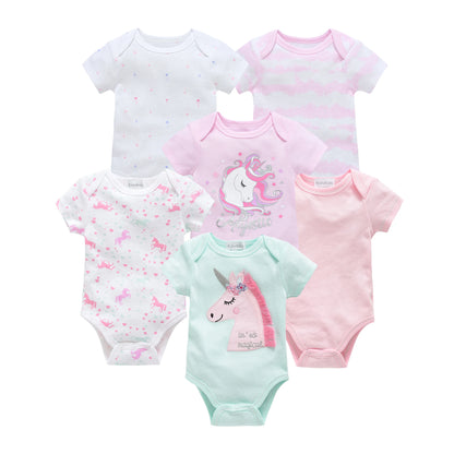 3/6 pcs Baby Girls Cotton Short Sleeve Toddler