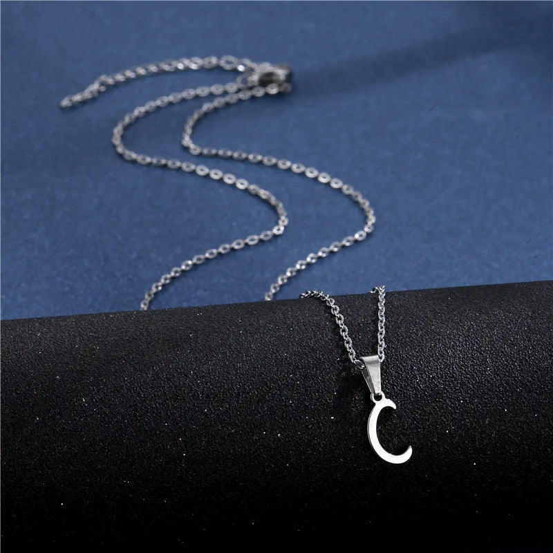 Letter Stainless Steel Letter Glossy Choker Necklaces