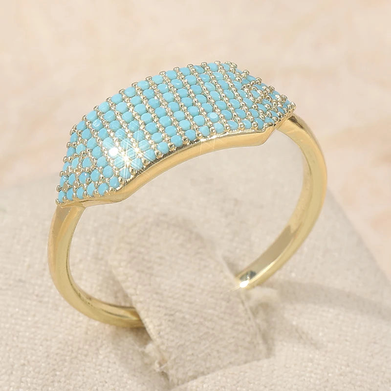 Ethnic Silver Color Inlaid Imitation Geometry Ring