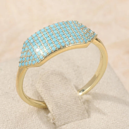 Ethnic Silver Color Inlaid Imitation Geometry Ring