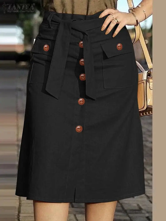 Cargo Elegant High Waist Saias Skirt