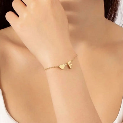Letters English Initial Letter Heart Bracelet