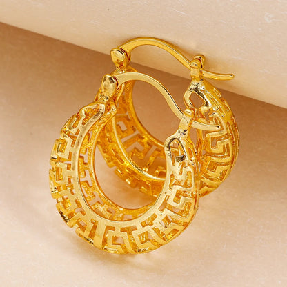 Oval Hollow Out Metal Hoop Earrings