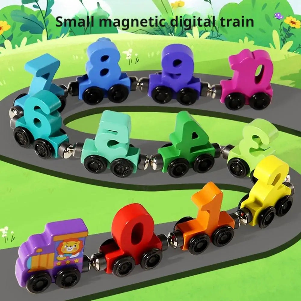 Wooden Magnetic Number Train Montessori Educational Toy For Toddlers