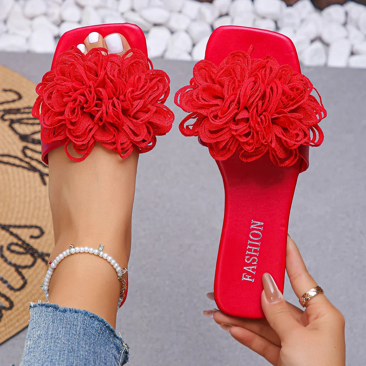 Flower Flat Casual Walking Slippers