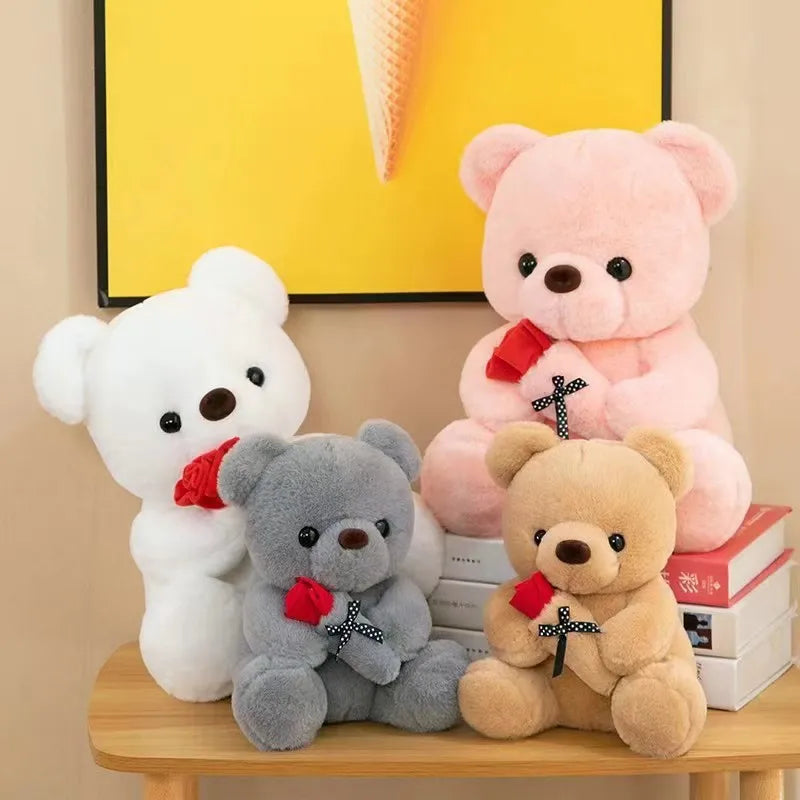 Cute Rose Bear Plush Toy Stuffed Animal Doll