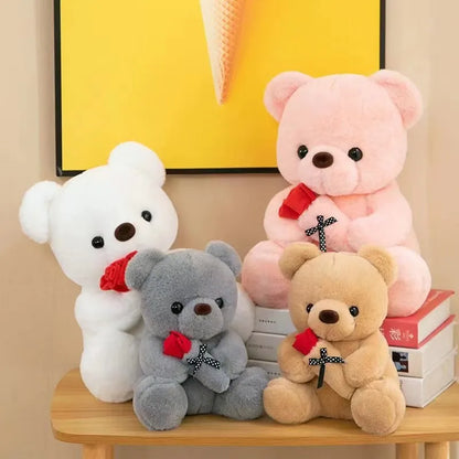 Cute Rose Bear Plush Toy Stuffed Animal Doll