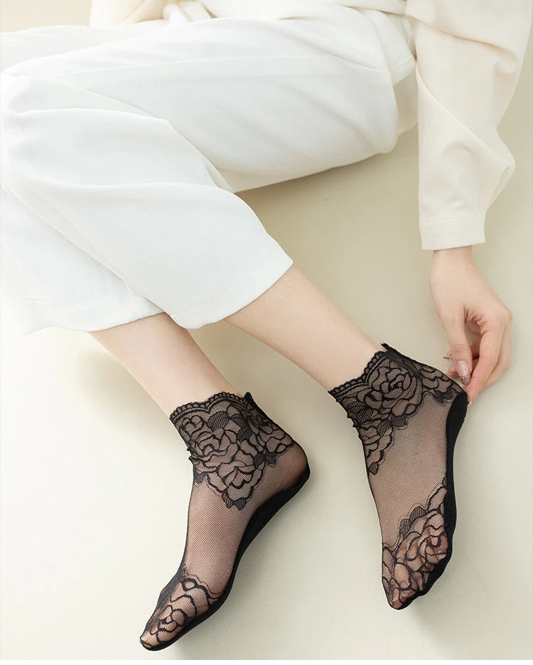 Cotton Lace Transparent Thin Short Socks