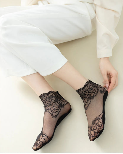 Cotton Lace Transparent Thin Short Socks
