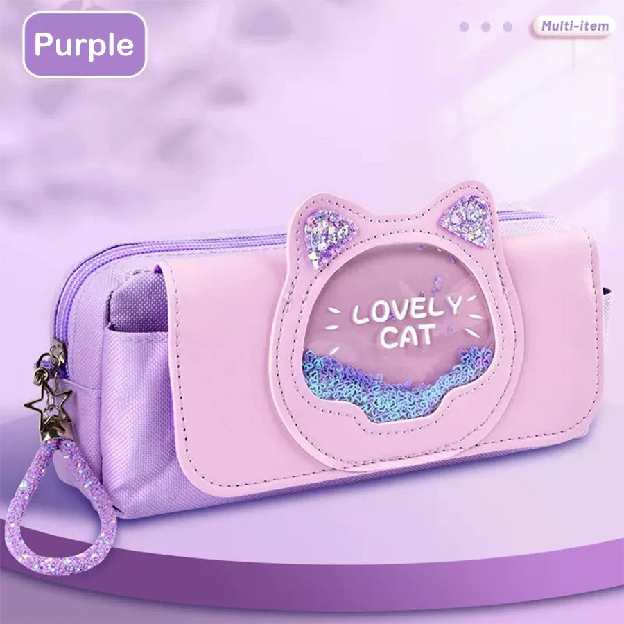 Kawaii Quicksand Pencil Case Large Capacity Pen Box