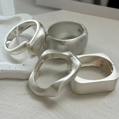 Punk Irregular Frosted Matte Metal Cuff Chunky Bangle Bracelets