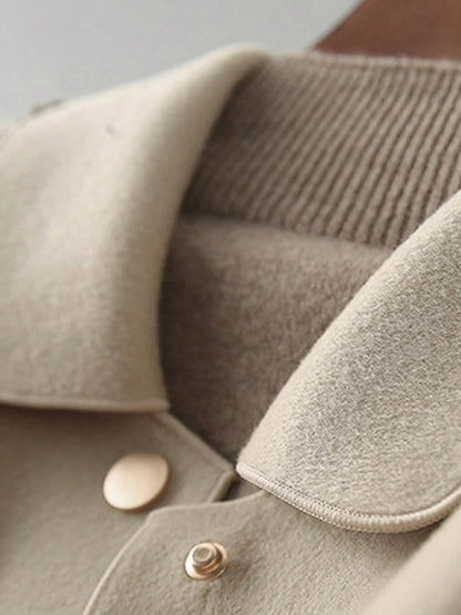 Classic Solid Short Woolen Warm Clothing Button Up Coat