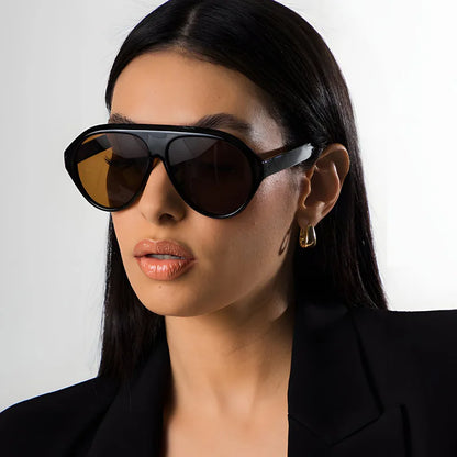 Retro Oversized Pilot Oval Multi Color Lens Sun Glasses