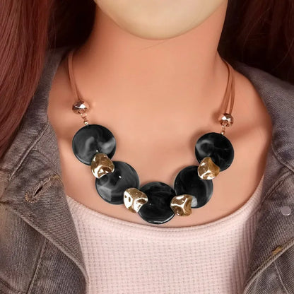 Bohemian Statement Acrylic Circular Pendants Necklace