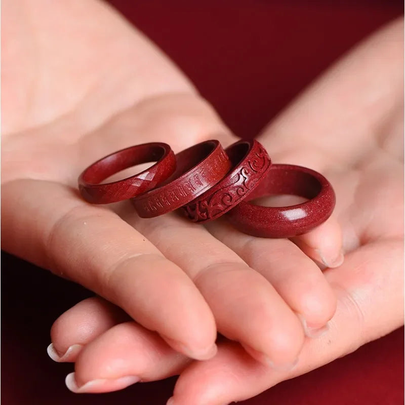 Lucky Cinnabar Red Gift Girlfriend Couple Love Luxury Rings
