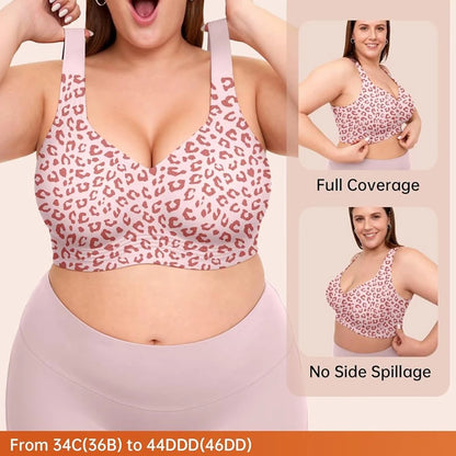 Leopard Jelly Bras No Underwire Push Up Wireless  Lift Plus Size Bras