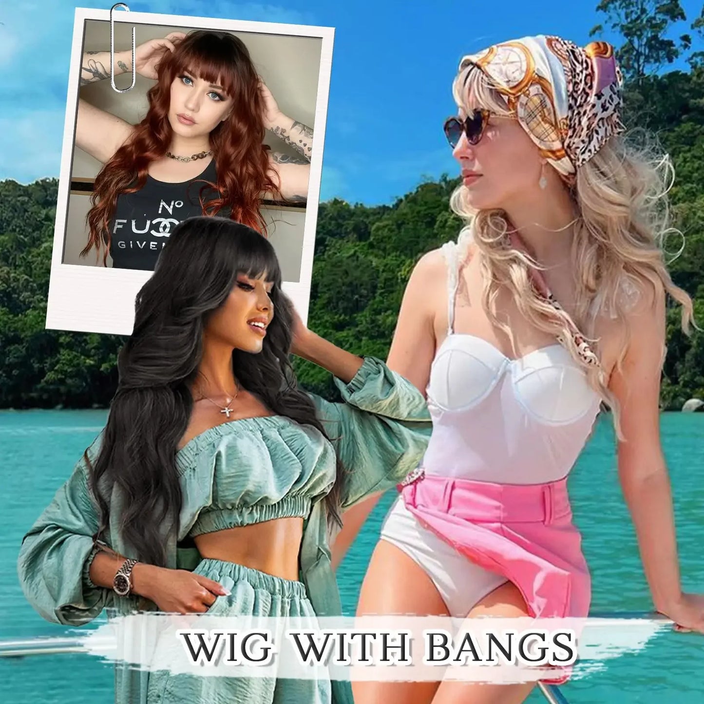 black synthetic curly wig