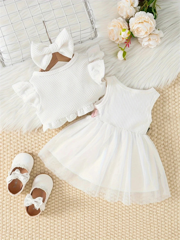 Newborn Baby Girls Flower Mesh Dress