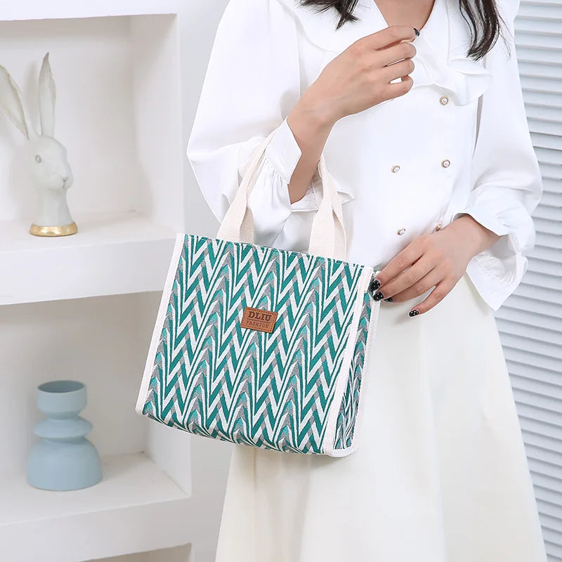 Bolsa de lona con estampado de chevrón