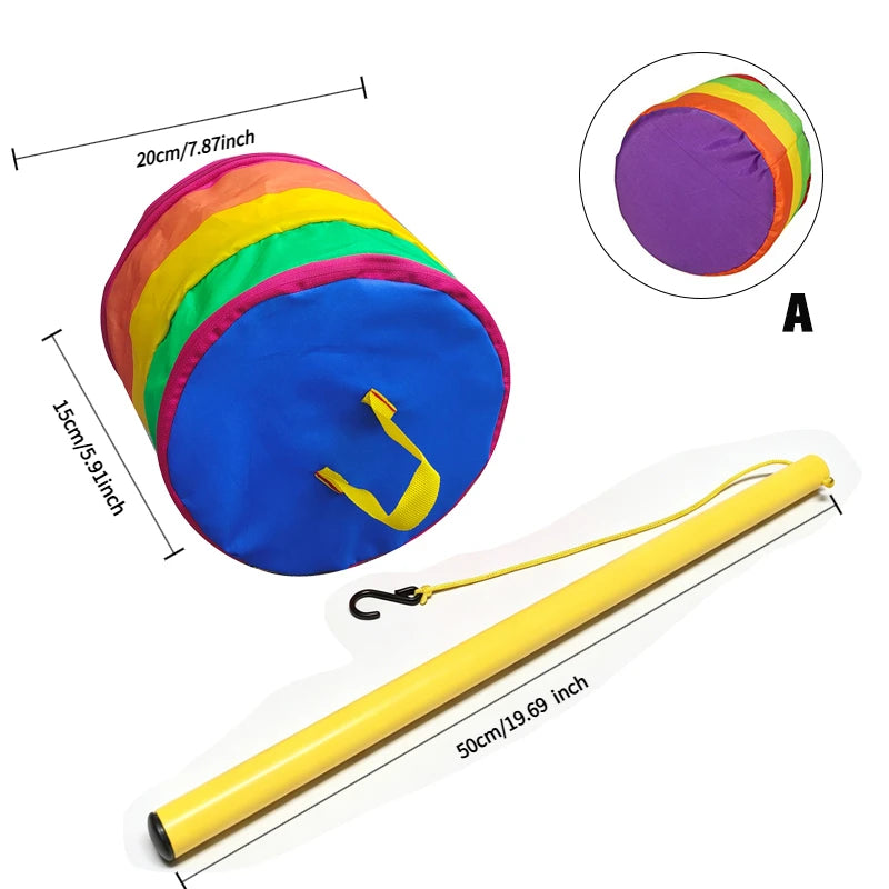 Soft Stacking Barrels Sensory Toy Set with Fishing Stick Toddler Balance Stepping Buckets