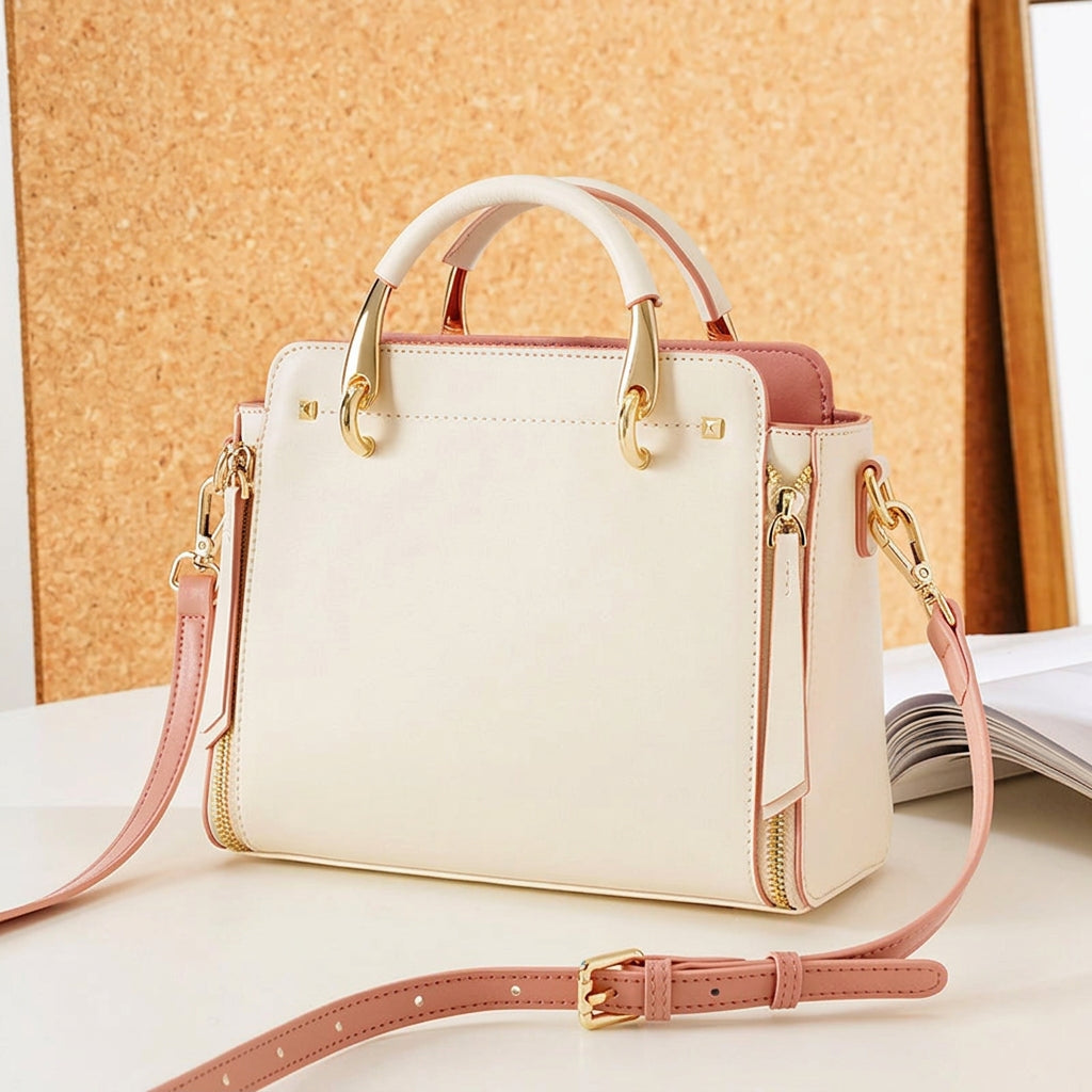 Split Leather Shoulder Elegant Large Tote Bag