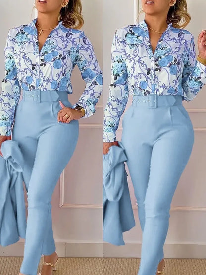 Long Sleeve Shirt Pants Two Piece Sets