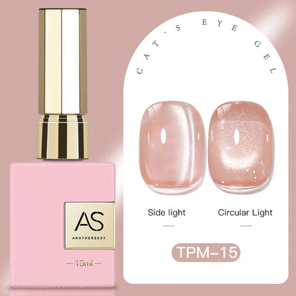 15ml Peachy Whimsy Pink Cat Eye Gel Nail Polish Glitter