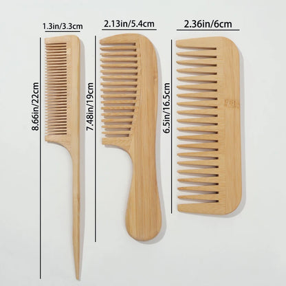 Natural Handmade Bamboo Hair Brush Set