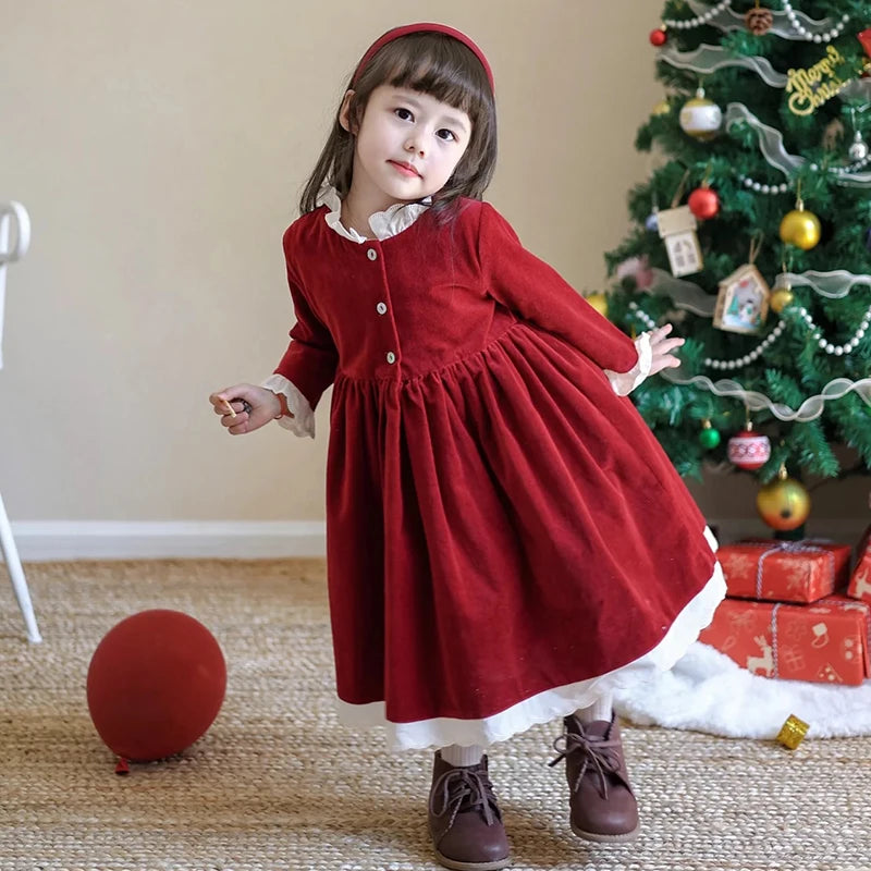 Christmas Party Lace Collar Red New Year's Princess Dress