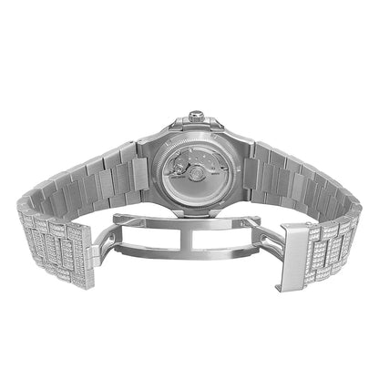 Luxury Diamond Sapphire Glass Steel Mechanical Movement  Wristwatch