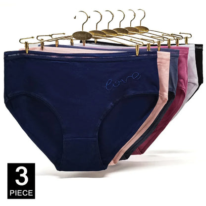 Cotton Underwear Plus Size Briefs Knickers Lady Lingerie 3 Pieces/Lot
