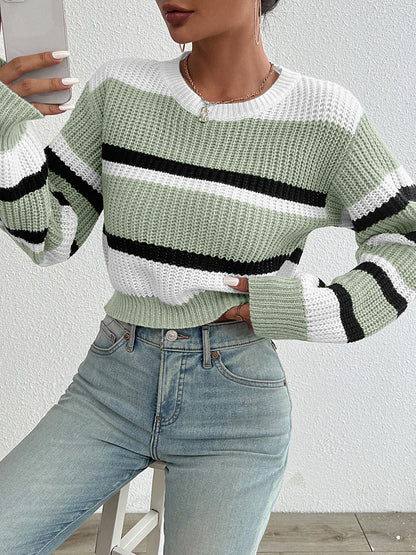 Loose drop shoulder round neck sweater