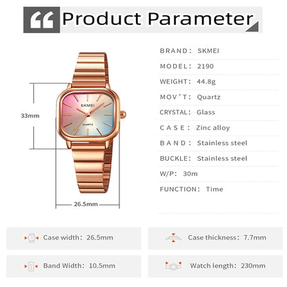 Bracelet Quartz Luxury Stainless Steel Strap Waterproof Casual Analog Wristwatch