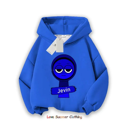 Sprunki Thick Anime Cartoon Sweatshirt Autumn Winter Hip Hop Hooded