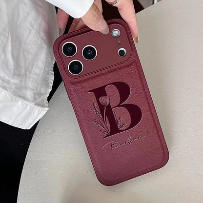 Initial Custom Big Letter with Flowers iPhone Case