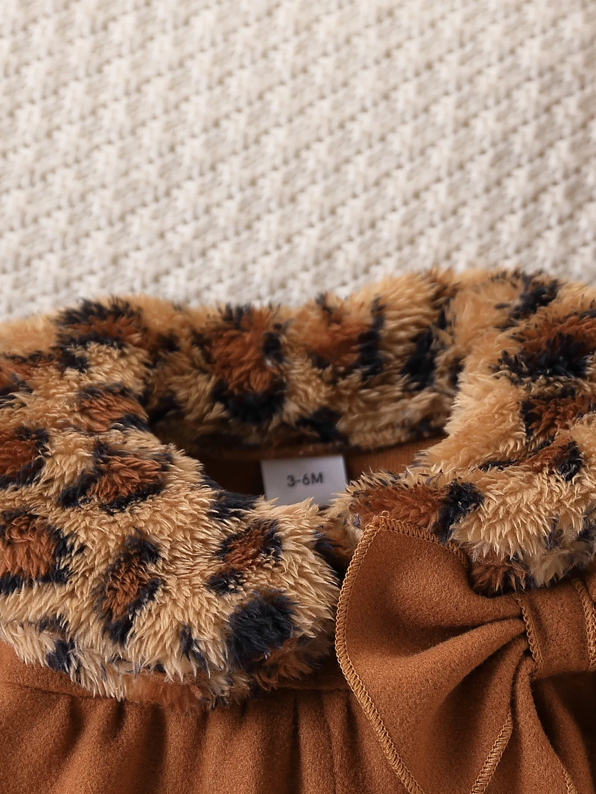 Retro Leopard Print Doll Collar Woolen Coat Set