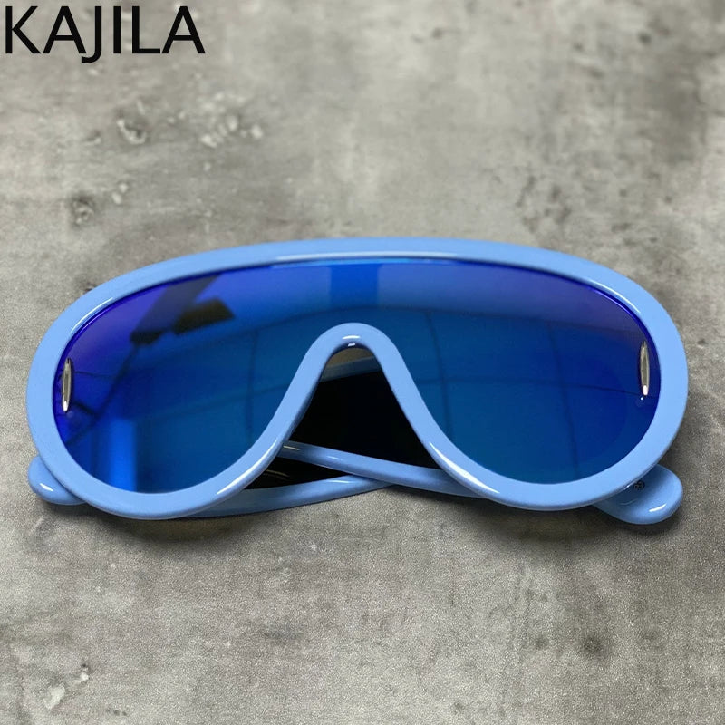 Oversized Wave Mask Luxury Steampunk Sunglasses