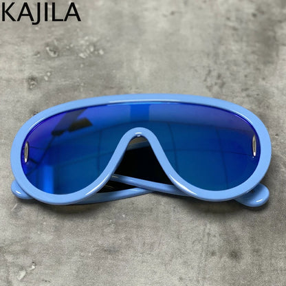 Oversized Wave Mask Luxury Steampunk Sunglasses